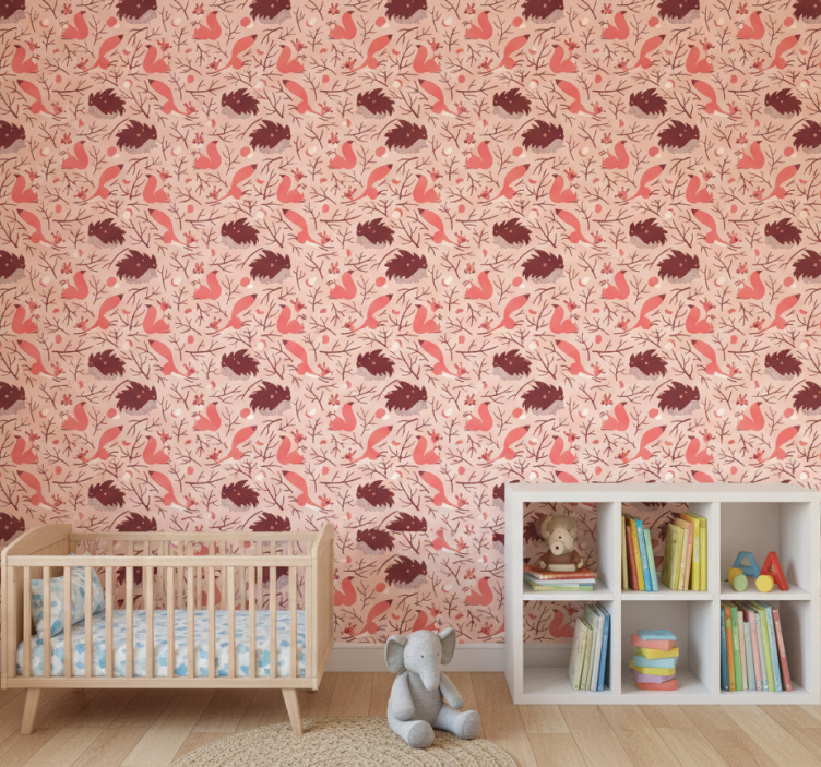 Papel de parede dinossauros esquilos e ouriços - TenStickers