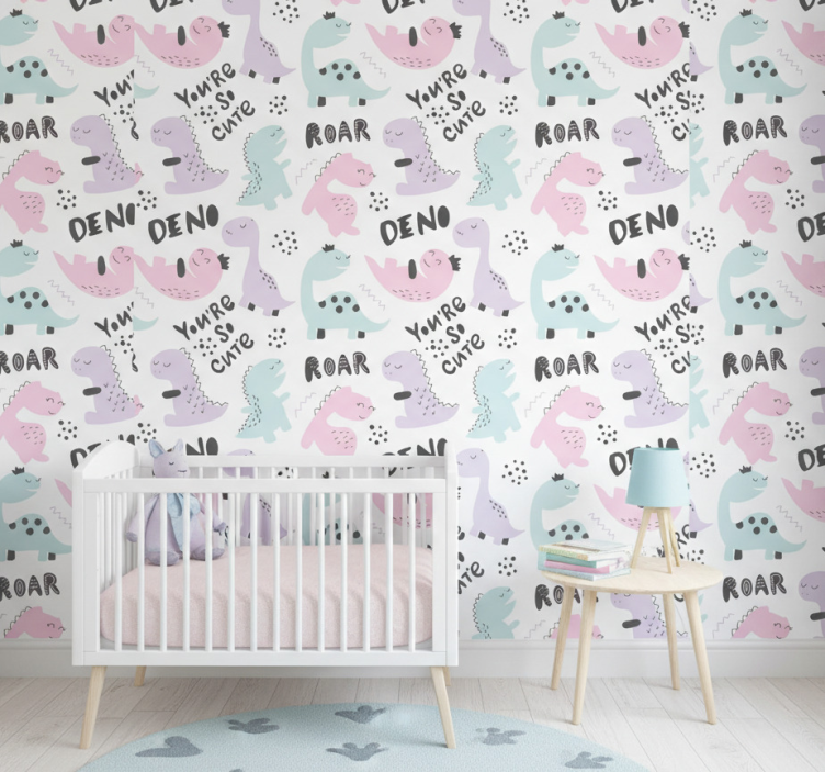 Papel de parede dinossauros princesa dino - TenStickers