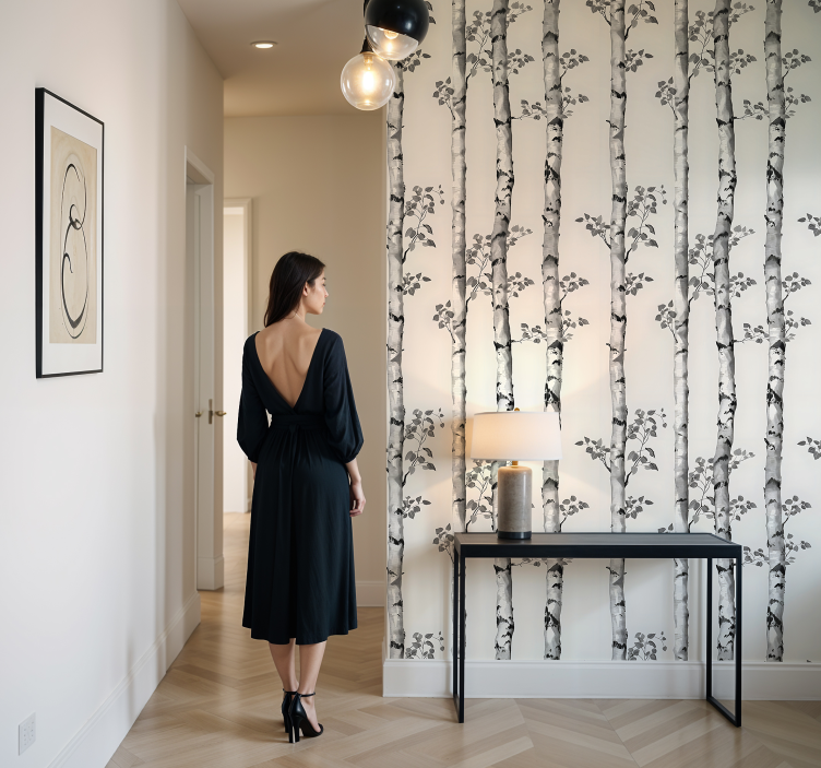 papel de parede entrada grandes árvores de inverno - TenStickers