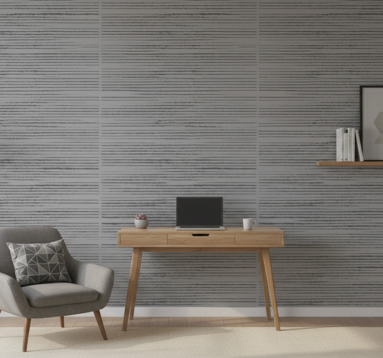 Papel de parede escritório cinza listrado - TenStickers