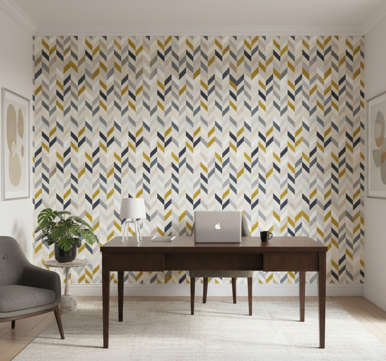 Papel de parede escritório com formas geométricas coloridas - TenStickers