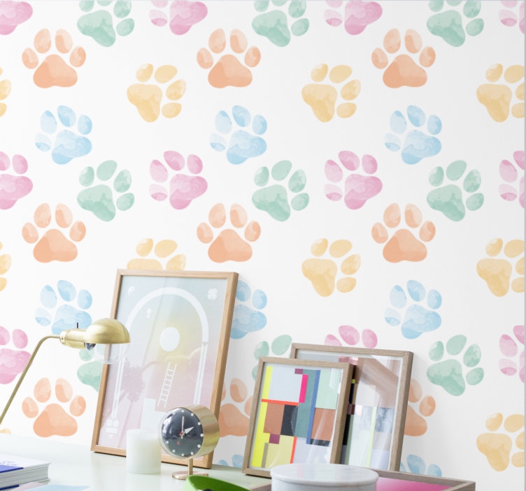 papel de parede para escritorio Cores pastel patas de animais de  - TenStickers