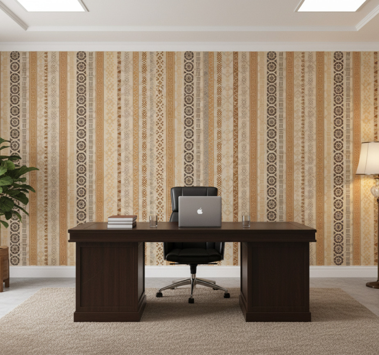 Papel de parede escritório efeito de carimbo em marrom - TenStickers