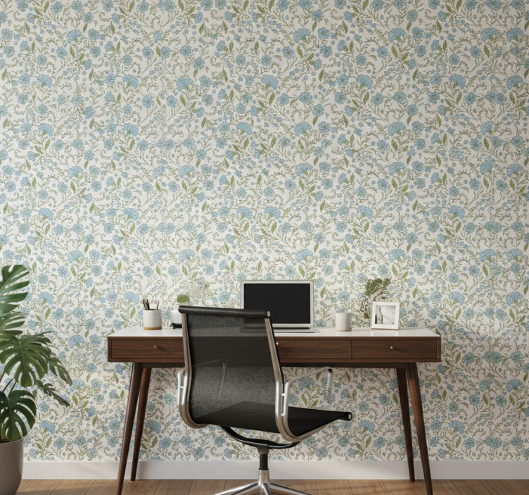 Papel de parede escritório flor em fundo branco - TenStickers