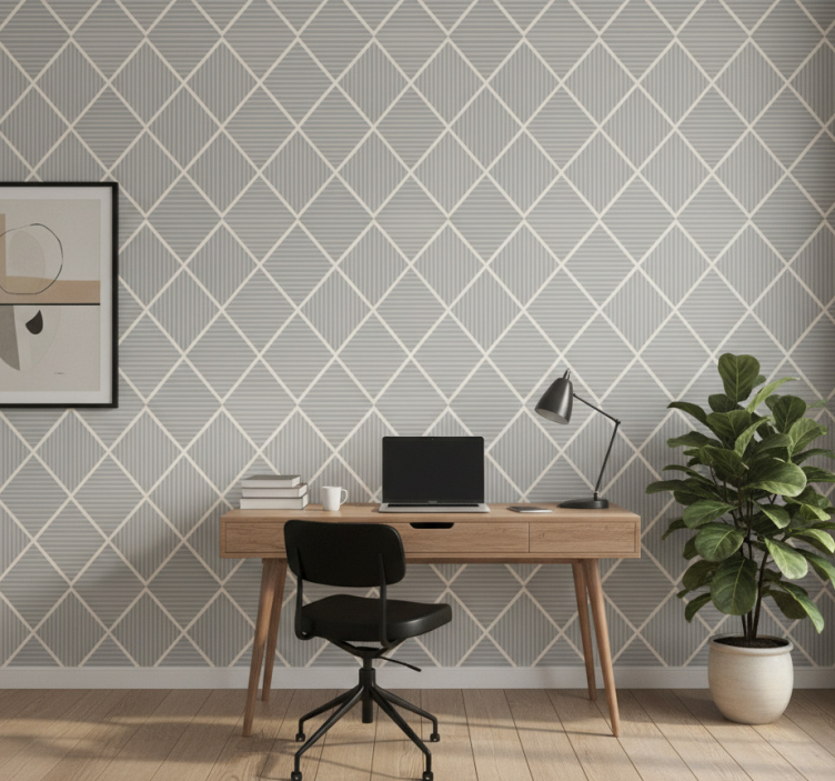 Papel de parede escritório losangos cinza irregulares - TenStickers