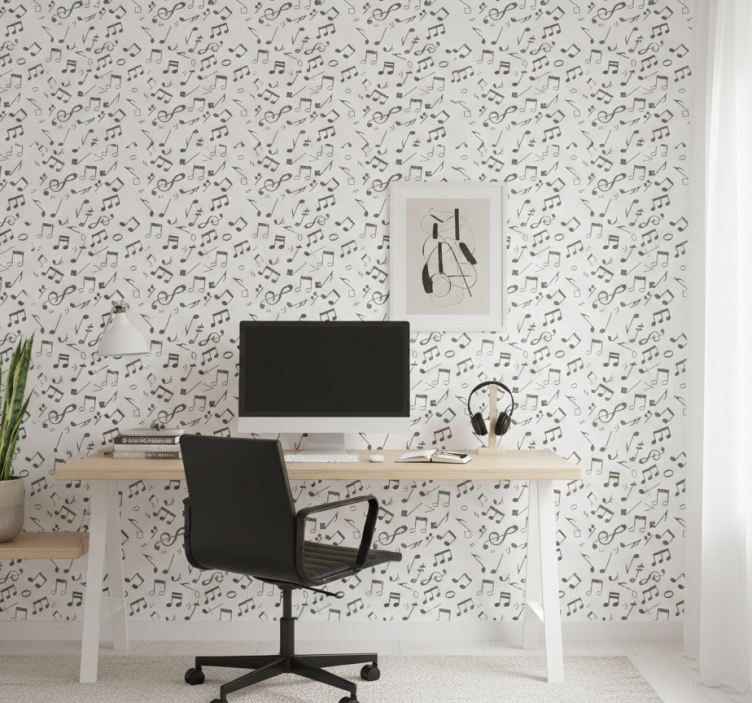 Papel de parede escritório notas musicais - TenStickers