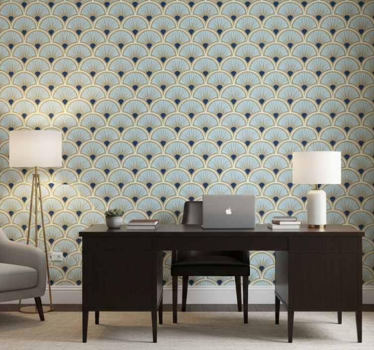 Papel de parede escritório padrão de leque geométrico - TenStickers