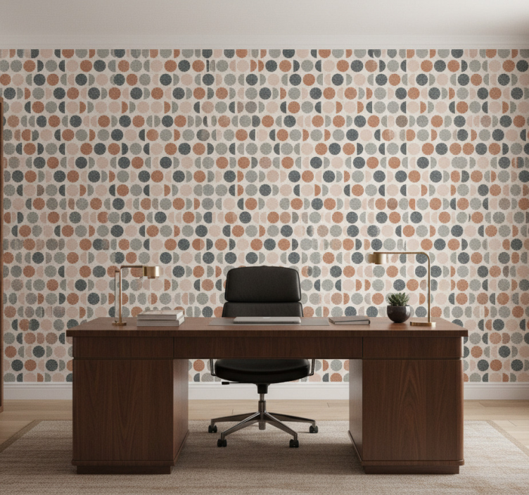 Papel de parede escritório padrão semi círculos - TenStickers