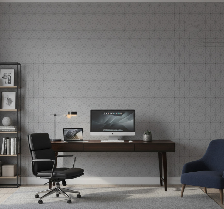 Papel de parede escritório triângulos cinza concreto - TenStickers