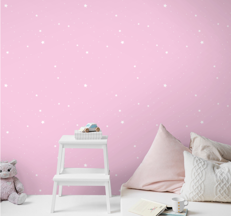 Papel de parede estrelas céu rosa noturno - TenStickers