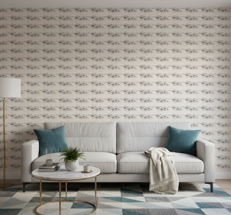 Papel de parede floral arte linear orquídeas - TenStickers