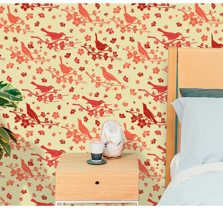 papel de parede floral aviário ornamental - TenStickers