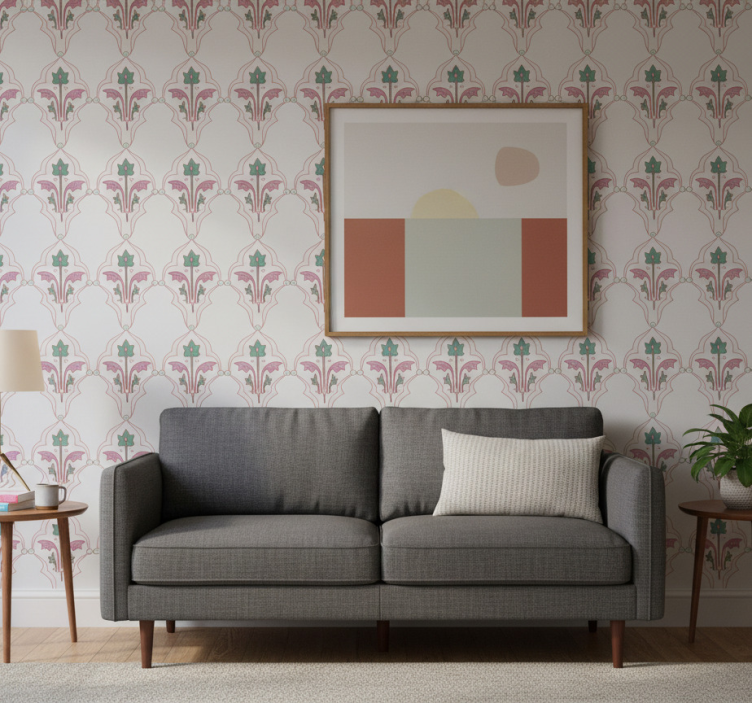 Papel de parede floral com design floral formalizado - TenStickers