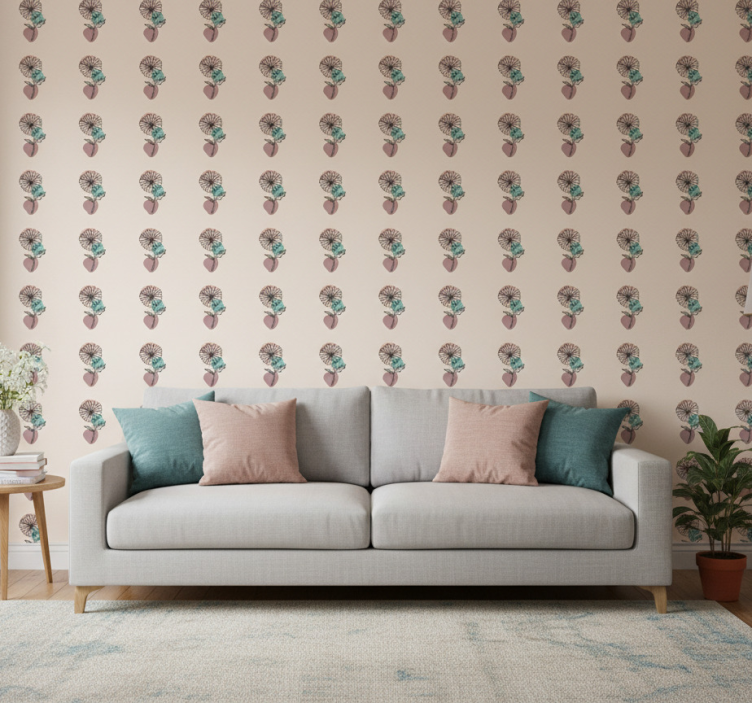 Papel de parede floral desenho de flores margaridas - TenStickers