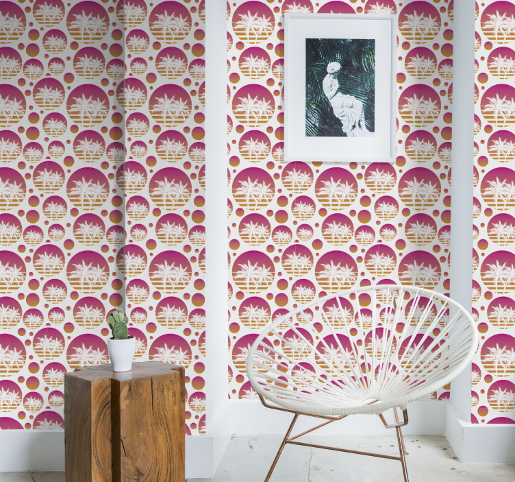 papel de parede outros vintage design retrô de palma - TenStickers