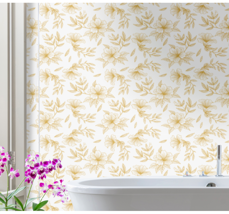 papel de parede floral elegância floral dourada - TenStickers