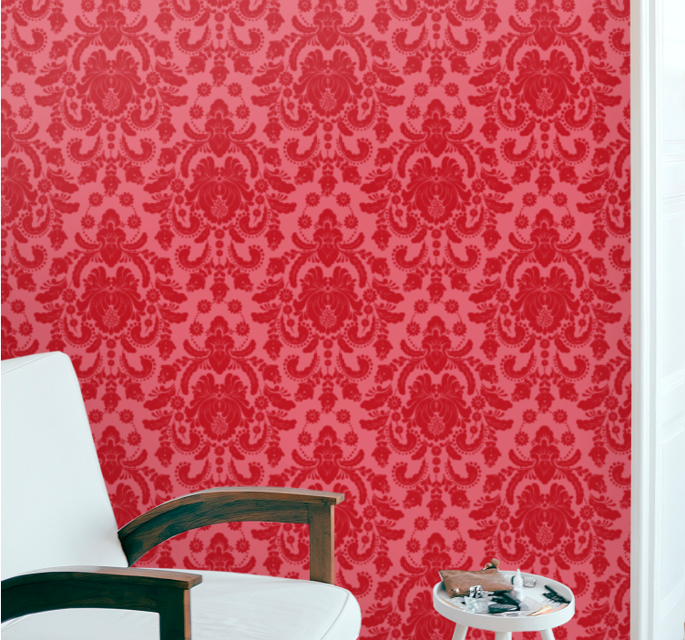 Papel de parede clássico damasco floral vermelho - TenStickers