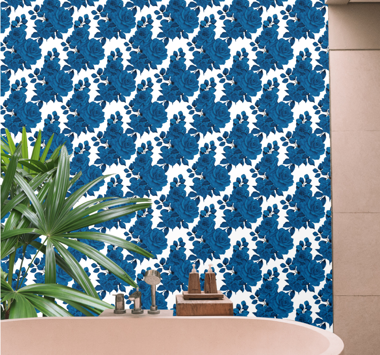 papel de parede floral flor de rosa azul - TenStickers