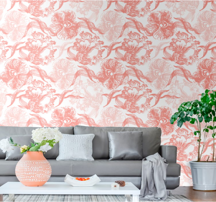 papel de parede floral sobreposição de flor suave - TenStickers