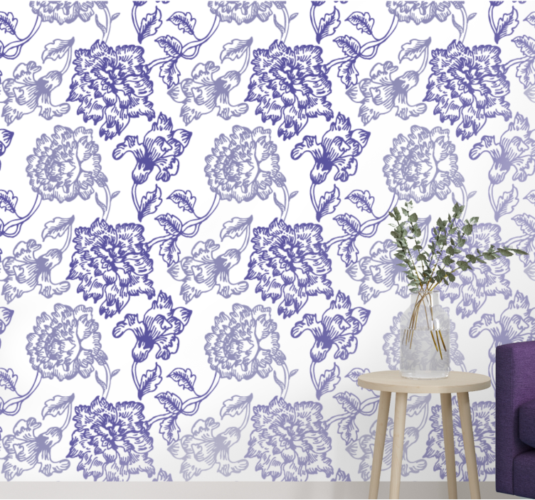 papel de parede floral flor índigo azul - TenStickers