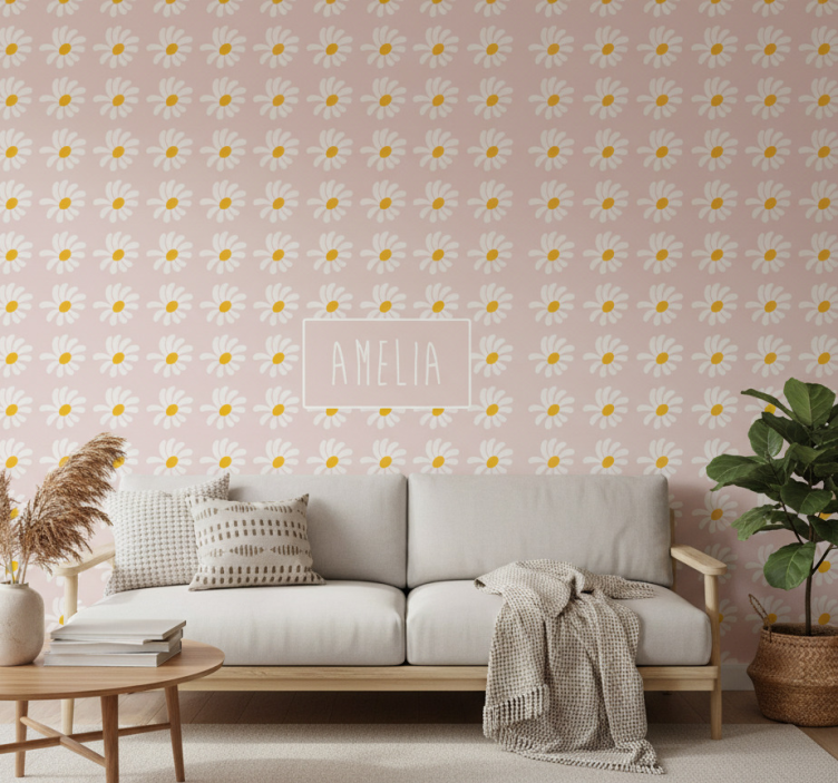 Papel de parede floral ilustração de flores boho - TenStickers