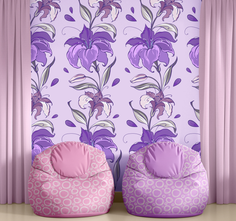 Papel de paredeico Floral Lírios Roxos - TenStickers