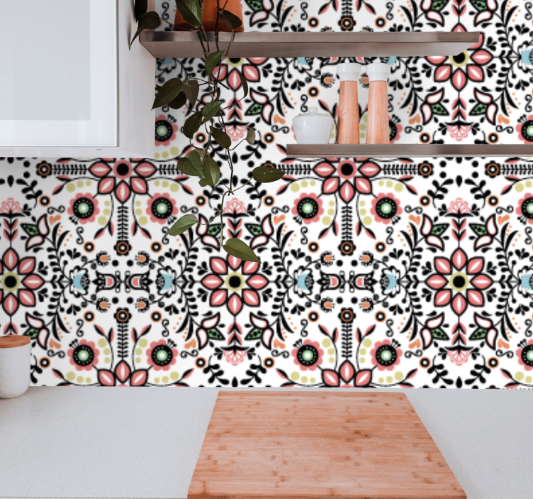 papel de parede floral motivo ornamental - TenStickers