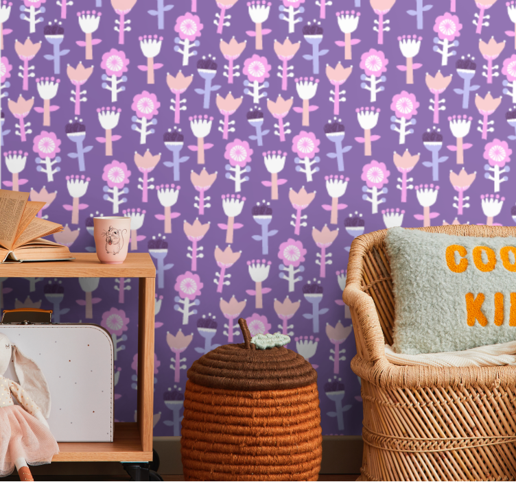 papel de parede flores motivo roxo - TenStickers
