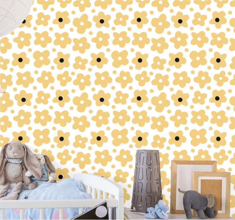 papel de parede flores motivo simples amarelo - TenStickers