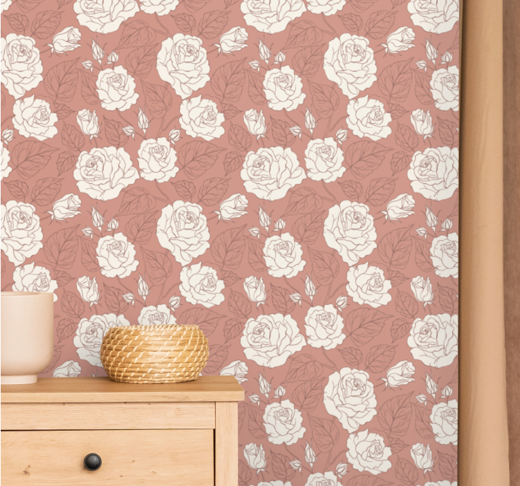 papel de parede flores padrão de pétala de rosa - TenStickers