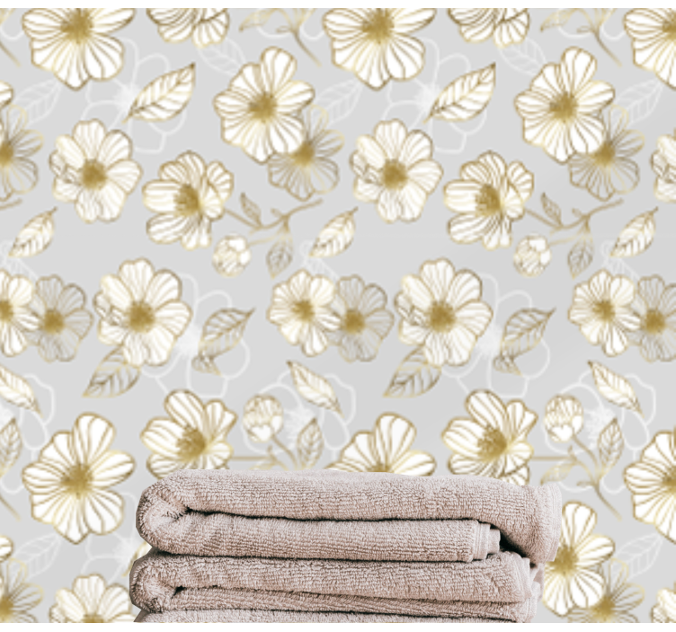 papel de parede floral padrão floral dourado - TenStickers
