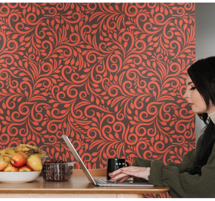 papel de parede floral redemoinhos ornamentados - TenStickers