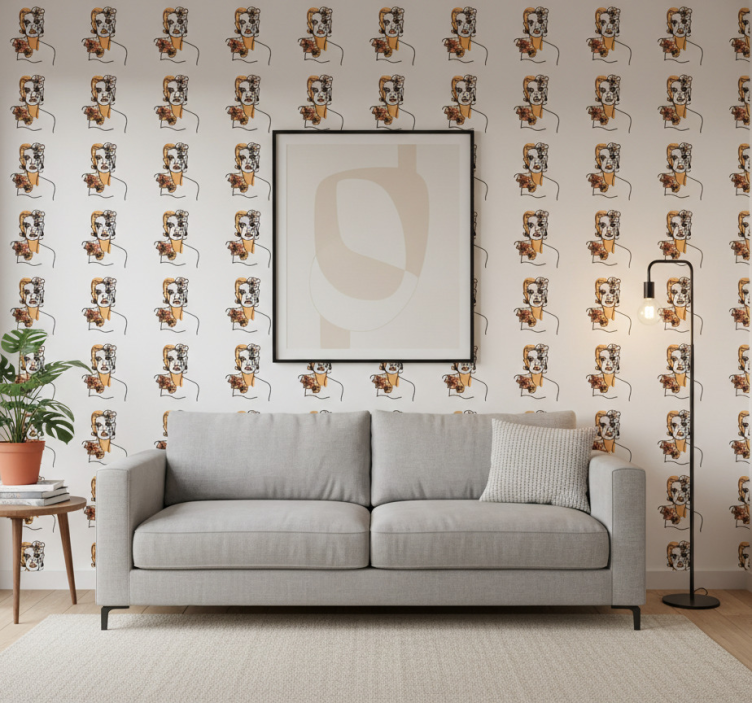 Papel de parede floral rosto minimalista com orquídeas - TenStickers