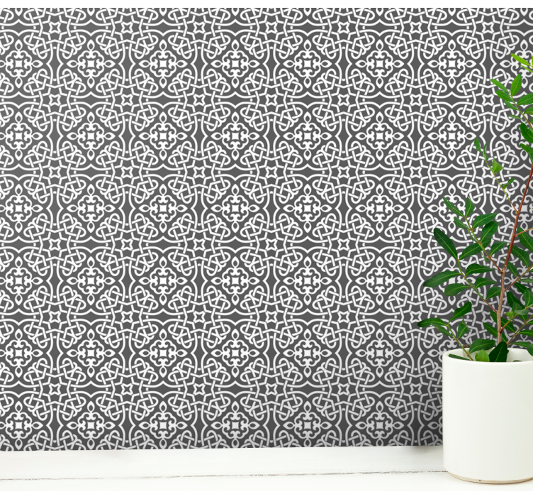 papel de parede floral simetria ornamental - TenStickers