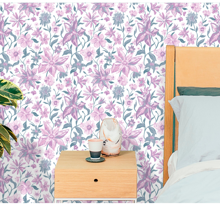 papel de parede flores ambiente de quarto floral - TenStickers