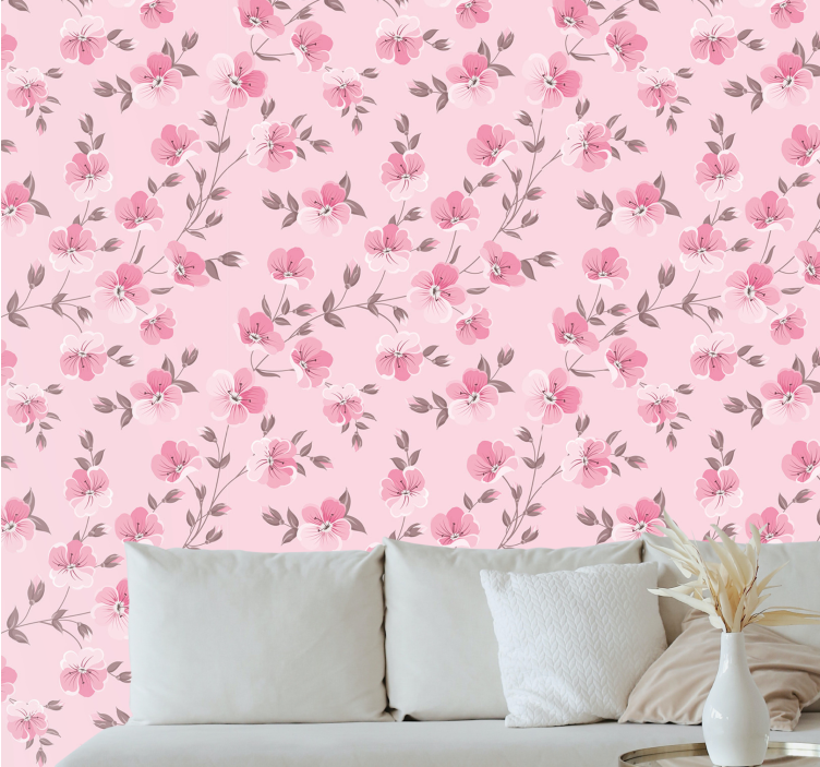 papel de parede flores arranjo floral rosa - TenStickers