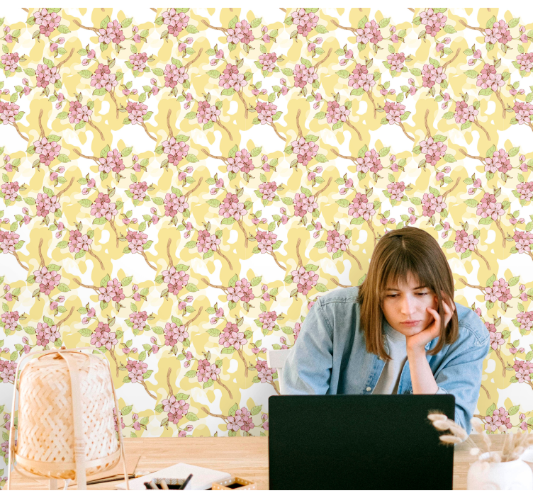 papel de parede flores cascata floral - TenStickers