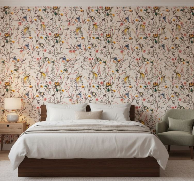 Papel de parede flores com design floral naturalista - TenStickers