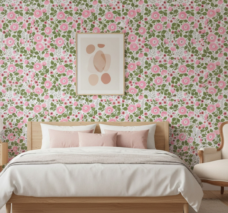 Papel de parede flores com lindas cabeças rosas - TenStickers