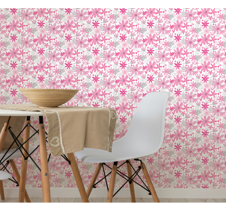 Papel de parede flores com padrões rosas - TenStickers