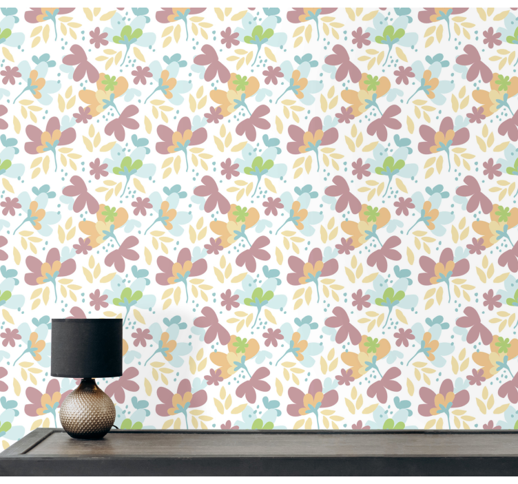 papel de parede flores decoração com padrão floral - TenStickers