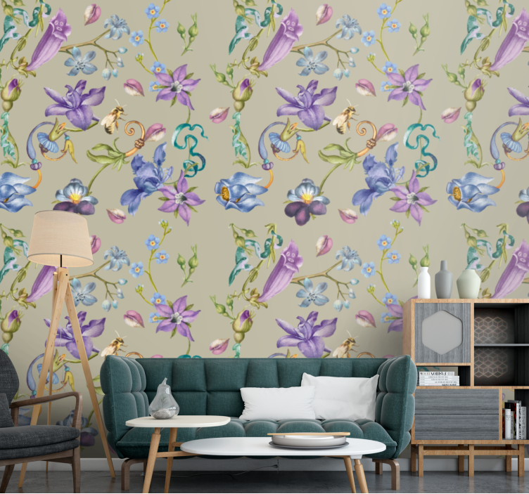 papel de parede flores design de fantasia floral - TenStickers