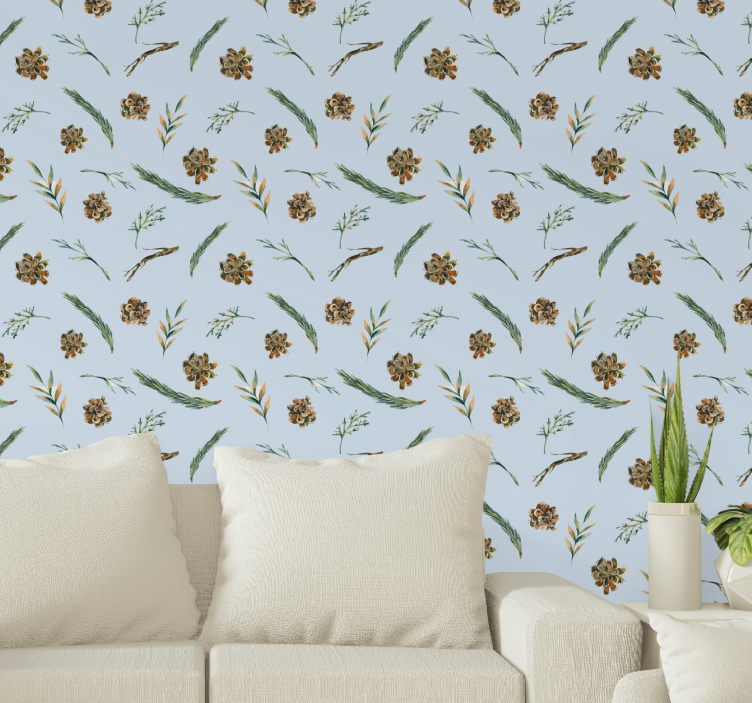 papel de parede flores estampa botânica suave - TenStickers