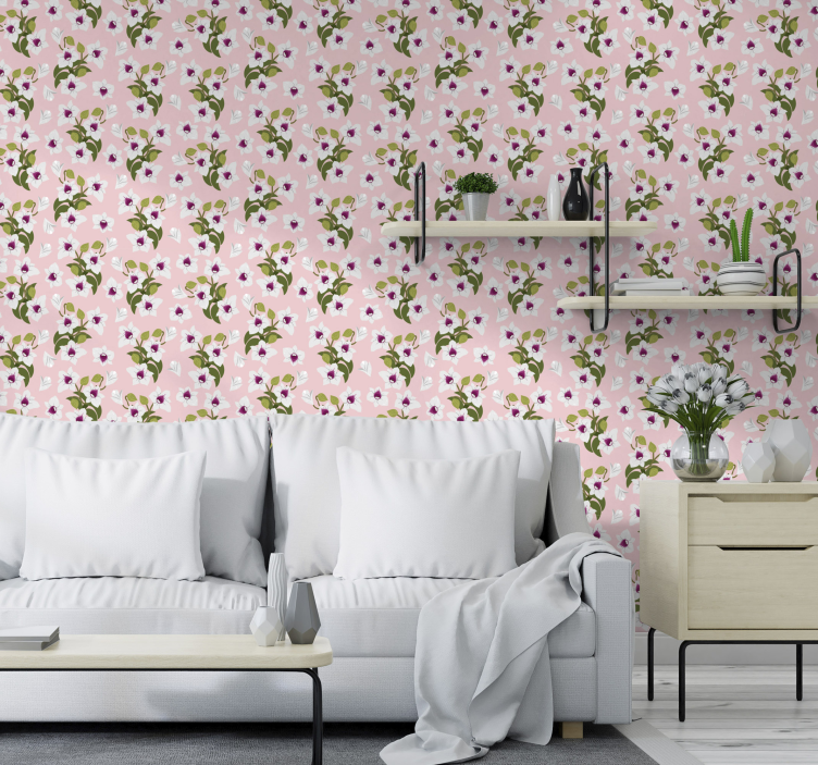 papel de parede flores design floral encantador - TenStickers