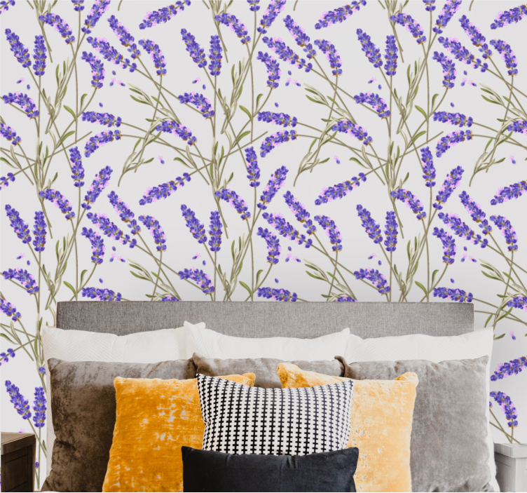 papel de parede flores design floral lavanda - TenStickers