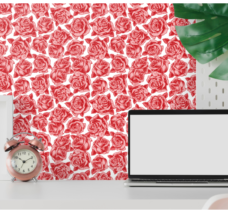 papel de parede flores elegância de padrão rosa - TenStickers