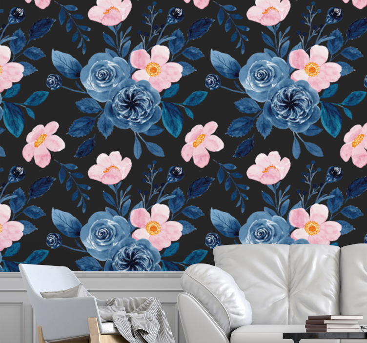 papel de parede flores elegância floral botânica - TenStickers