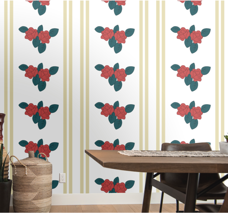 papel de parede flores elegante motivo de rosa - TenStickers