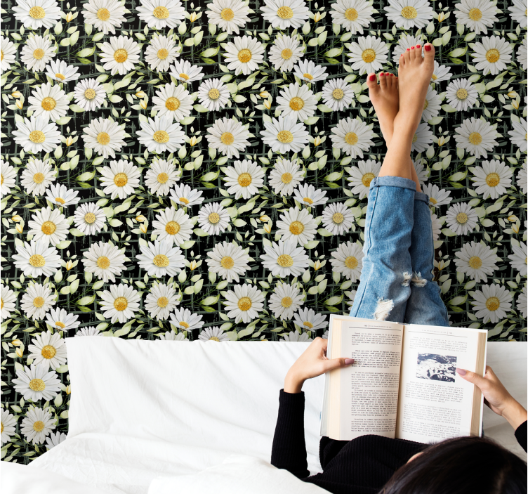 papel de parede flores exposição floral margarida - TenStickers