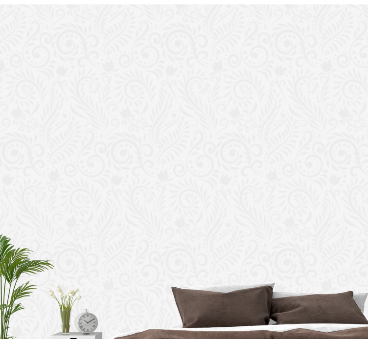 papel de parede floral Floral branco moderno - TenStickers